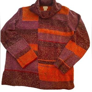 Sigrid Olsen Sport Stripped Cowlneck Sweater